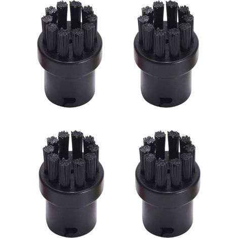 Set mit 4 runden Ersatzreinigungsbürsten für Kärcher Dampfreiniger SC1 SC2 SC3 SC4 SC5 SC7 (Schwarz)