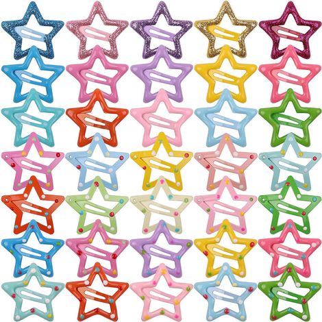 35 Pinces Cheveux Pentagramme De Couleur Bonbon - Couleurs Alatoires,accessoires Pour Cheveux D'enfants,petits Accessoires Pour Cheveux Pour Bbs, (1/5)