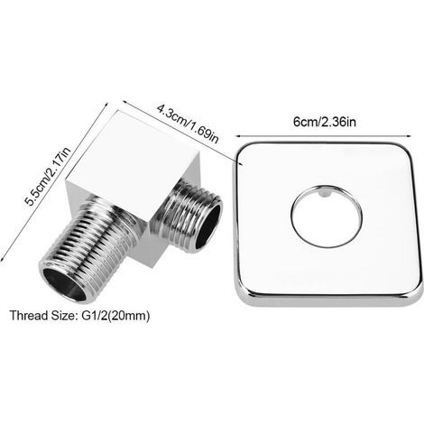 Coude de Sortie de Douche à Main carré en Laiton Chromé Connecteur de Tuyau de Douche G1/2 pour Salle de Bain (1/4)