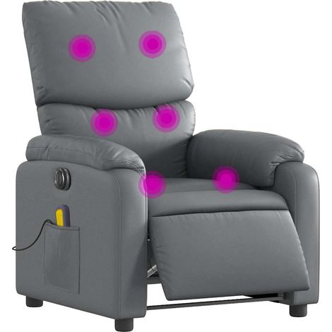 vidaXL Poltrona Massaggiante Elettrica Reclinabile Grigio Similpelle (1/5)