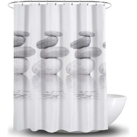 Tenda da doccia - Antibatterica - Antimuffa e Idrorepellente - Poliestere - 180 x 180 cm - Grigio - Ciottolo (grigio) (1/4)