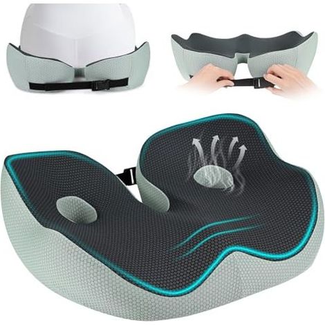 Coussin Coccyx Orthopédique en Mousse à Mémoire, Coussin Ergonomique Assise en Forme de U pour Soulager Le Coccyx, Coussine pour Chaise de Bureau, Voiture, Fauteuil Roulant (1/5)