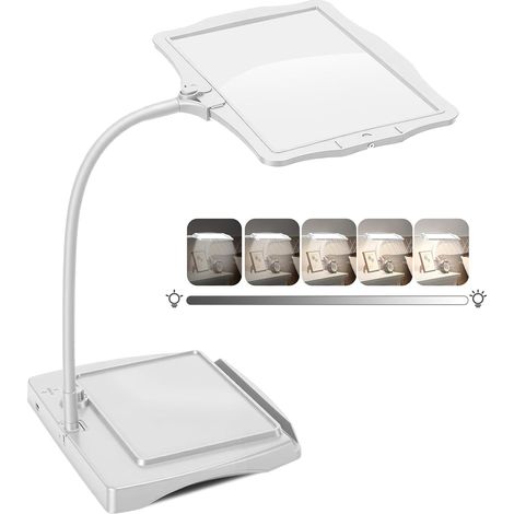 10X Lupe mit Licht und Ständer, 360° Flexible Schwanenhals Leselupe, 50 LED Helligkeit Einstellbare Abnehmbare Blendfreies Design Lupenleuchte zum Lesen, Reparaturen, Nähen, Handwerk,Weiß