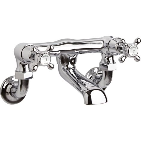 Hudson Reed White Topaz Wall Mounted Crosshead Bath Filler Tap - Chrome (1/2)
