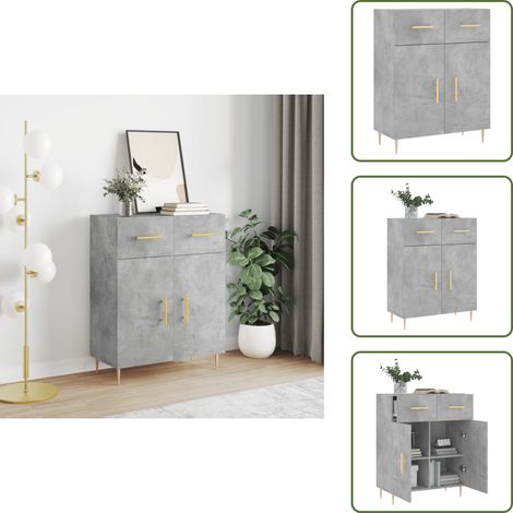 Sideboard Betongrau 69,5x34x90 cm Holzwerkstoff - Sideboard - Wohnzimmermöbel - Holzmöbel - Grau - Modern (1/5)
