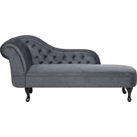 Left-Hand Chaise Lounge NIMES Velvet Grey