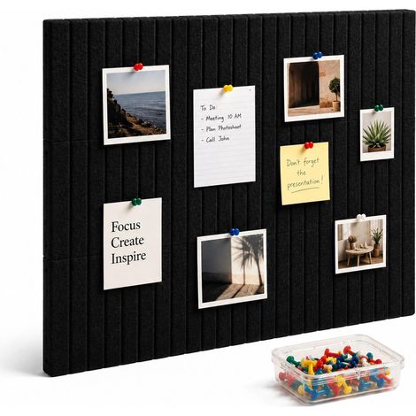 Self-Adhesive Black Felt Pinboard, 120 x 90 cm (1/5)
