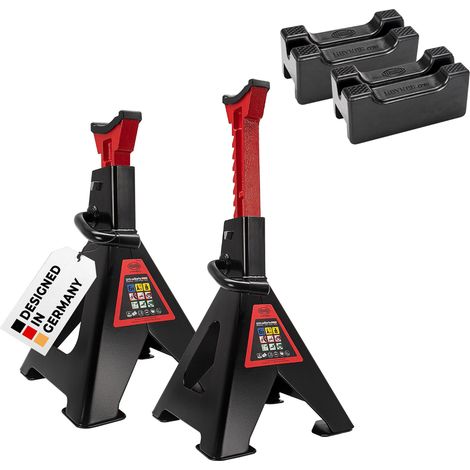 HEYNER® Unterstellbock 2er Set mit Gummiauflage und verstärkter 3in1 Gummiauflage Hubhöhe 405-620 mm TÜV/GS-zertifiziert Traglast 6t Stützbock Stützfuß 10-Fach Höhenverstellbar