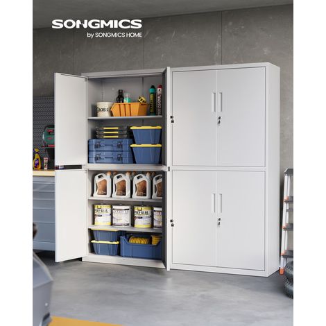 Songmics – Armoire d'atelier en métal gris 40 x 80 x 180 cm – 5 étagères réglables – 4 portes avec 2 serrures – Charge max 25 kg par niveau — vue 2