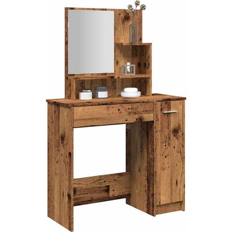 Schminktisch mit Spiegel Altholz-Optik 86,5x35x136 cm