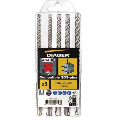 Coffret Forets Sds-plus Diager 4g4 Perçage Béton Rapide Et Durable - Diager