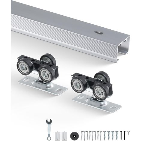 VEVOR Kit di Binari per Porte Scorrevoli a Scomparsa, per Impieghi Gravosi 1441 mm, Set di Binari e Ferramenta per Porte a Scomparsa di Qualita Commerciale per Porte Singole Larghe 610-762 mm (1/5)