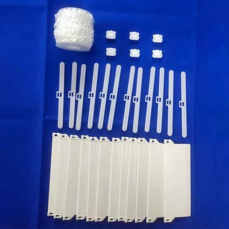 Kit d'accessoires pour store vertical 127 mm : chaînette de 10 m, 6 boucles à billes, 12 panneaux inférieurs, 12 panneaux de suspension doubles (1/5)