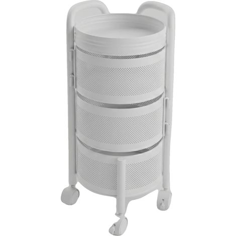 Carrello da cucina girevole, design salvaspazio, facile da spostare, BIANCO, 3 ripiani (1/2)