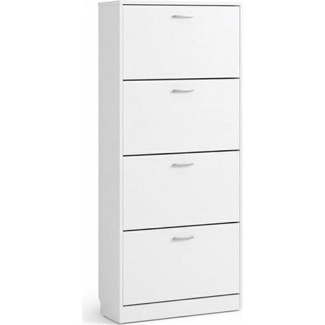 Scarpiera Slim Ante Mobile Porta Scarpe Ingresso Salvaspazio 63x24x150 Cm Bianco Caldo