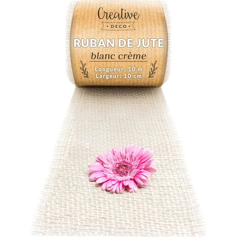 Ruban Chemin de Table Jute 10cm x 10m Blanc Éco-Responsable Déco