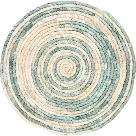 Dimo Tovaglietta Tonda Joan Ø38 cm in Mais Naturale/Verde Acqua – Sottopiatto Decorativo Tavola