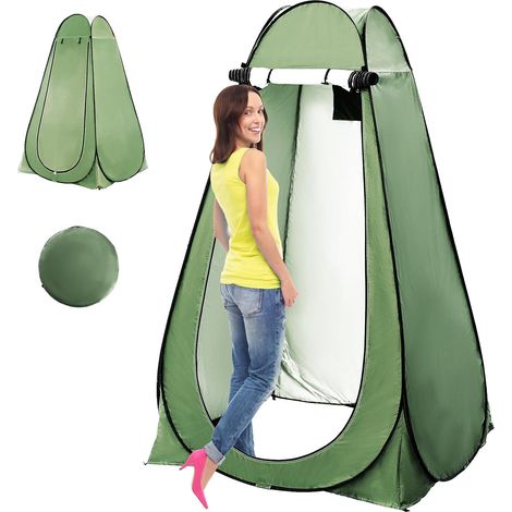 Tente de Douche Pop Up Toilette Cabinet de Changement Camping Abri de Plein Air Vestiaire Extérieure Intérieure Portable,Toilettes extérieures instantanées pour Camping randonnée Plage,Vert (1/5)