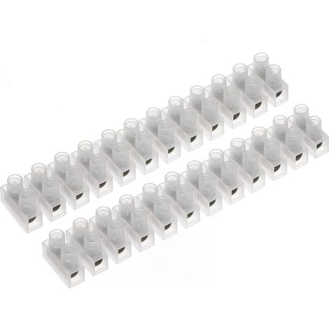 10A Barrette Connexion Bornier Electrique 10 Ampère Bloc de Jonction Électriques Blocs 12 Bornes a Vis Double Rangée Borne de Raccordement Rapide Blanc (1/4)