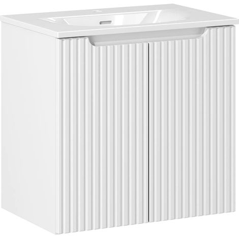 Waschtisch 60cm mit Keramikwaschbecken, weiß, NEWPORT-56-WHITE (1/5)