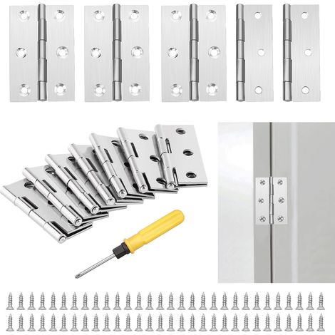 10 PCS Charnières de Portes 75 50MM Paumelles de Porte Inox, Petites Charnières Meuble de Piables avec tournevis et 60 PCS Vis pour La Maison Porte Tiroir Matériel Armoire Garde (1/5)