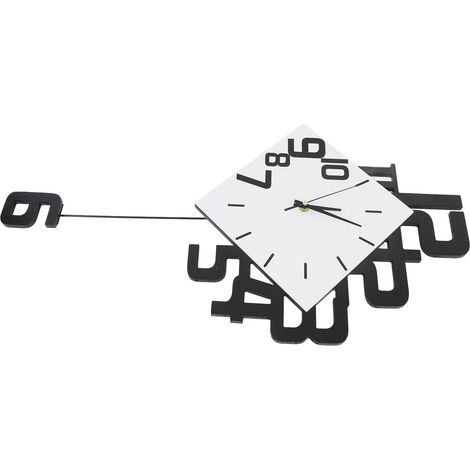 Horloge murale grande carrée en bois blanc composite avec pendule silencieuse à piles sans tic-tac pour salon chambre bureau déco 63x34cm (1/5)