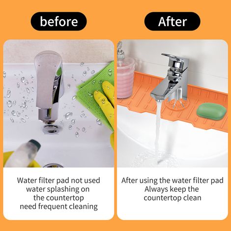 Tapis d'évier en silicone, protection pour robinet de cuisine et salle de bain, bouchon absorbant pour robinet, support pour bonde de lavabo et de cuisine (1/5)