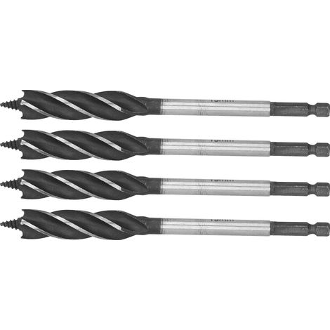 4-teiliges Set Holzbearbeitungsbohrer, Metalllochsäge, Spiralbohrer, 4-fach, 4-Nut-Sechskantschaft, 15 mm (1/5)