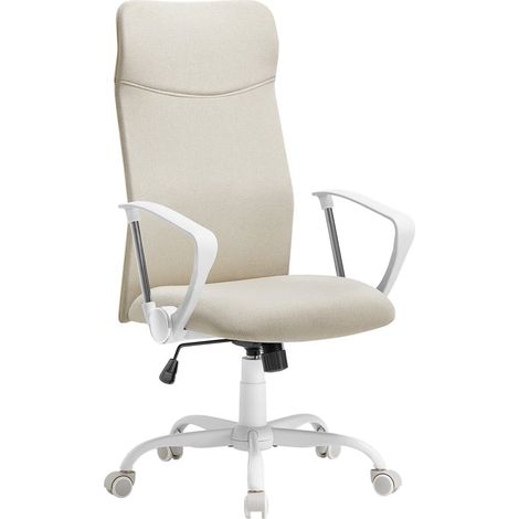 Sedia da ufficio ergonomica imbottita girevole in tessuto seduta regolabile in altezza meccanismo di inclinazione portata 120 kg beige 120005877
