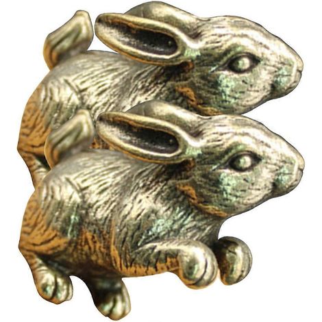 Statuette de lapin vintage, mini-statue de lapin du zodiaque pour la décoration, lot de 2 en laiton artisanal (1/5)