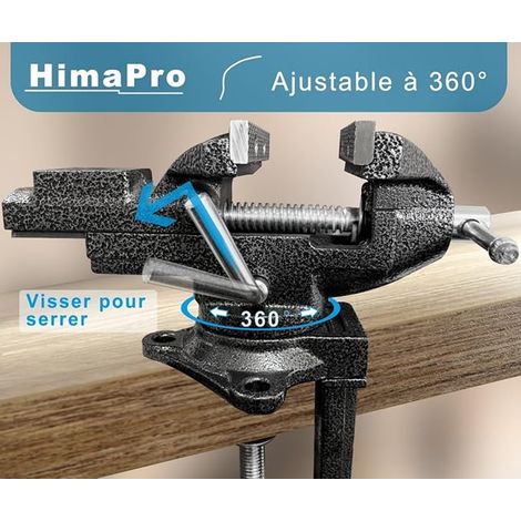 Étau de Table Polyvalent Étau de Banc à Fixation Rapide avec Rotation Universelle à 360° 8.4 cm Noir Métallique Étau Portable pour Travail du Bois Emboutissage Métal et Bricolage