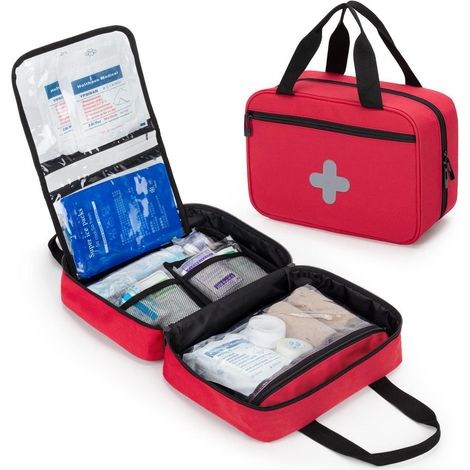 Erste Hilfe Tasche Rot, Tragbar, Wasserdicht, mit mehreren Fächern
