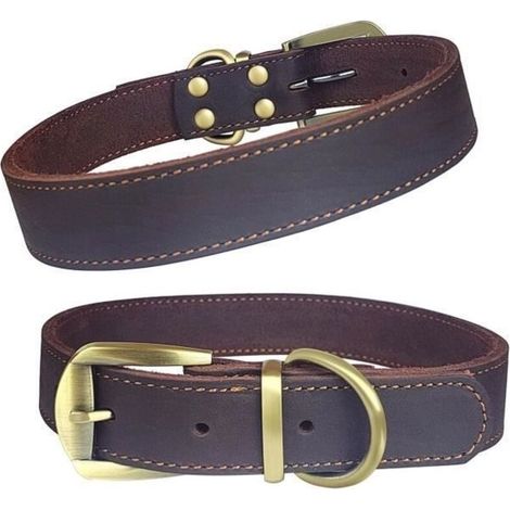 (l)Qianruida Collier pour Chien Cuir Véritable Colliers Réglables en Cuir - L (1/5)