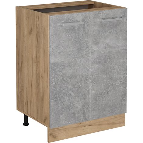 Meuble bas de cuisine R-Line, Béton, 60cm sans PT, Vicco