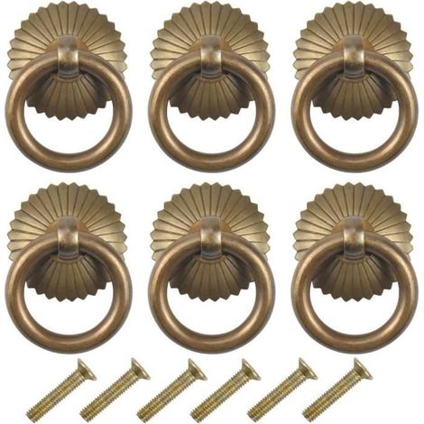 Poignées Meubles - Vintage - Cuivre - 30mm - Lot de 6 - Modèle Anneau (1/4)