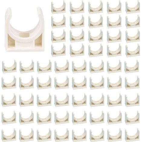 60 Pièces 20mm Clips de Tuyau en PPR Blancs,Clips Fixes pour Conduits d'eau,Support de Fixation en U pour Tuyaux d'eau,pour les Cuisines,les Salles de Bains,les Piscines,les Jardins (1/5)