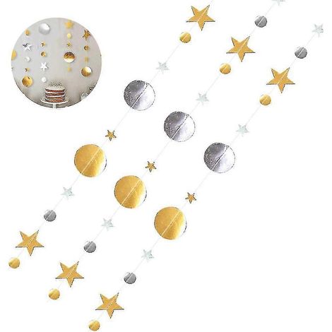 Guirlande de 3 étoiles scintillantes « Petite Lune » à suspendre, décoration pour fête. (1/5)