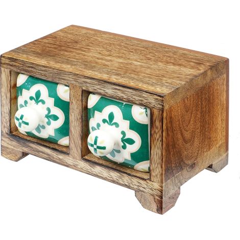 Signes Grimalt Scatole per spezie con 2 cassetti e portagioie Portaspezie rettangolare marrone - 9x16x11 cm (1/3)