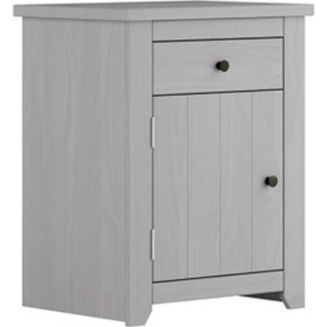 Havana Bedside Cabinet - Pine/Metal - L39 x W53 x H65.5 cm - Grey/Pewter - Flat Pack