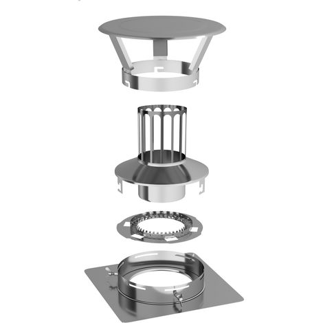 Kit complet sortie de toit ronde en inox - Pour tubage flexible  150 mm (1/5)
