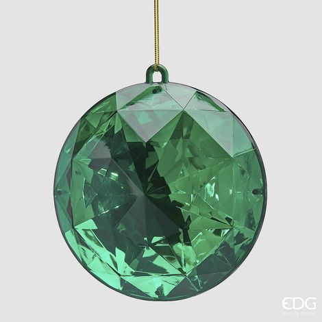 EDG Enzo De Gasperi Decoro Diamante Rotondo di Natale da Appendere D 16 Cm L 8,5 Cm Pp  Emerald Green