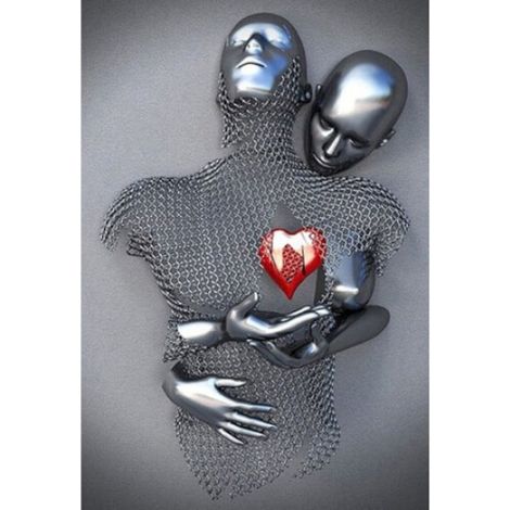 Sculpture murale en métal décorative, tableau abstrait couple enlacé, 60x40cm et 40x50cm, Gigicial (1/5)
