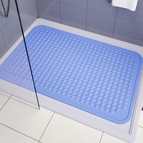 Tapis de Douche Antidérapant 70 x 40 cm avec Ventouses, Tapis de Bain Carré Antibactérien et Lavable pour Baignoire ou Douche (1/4)