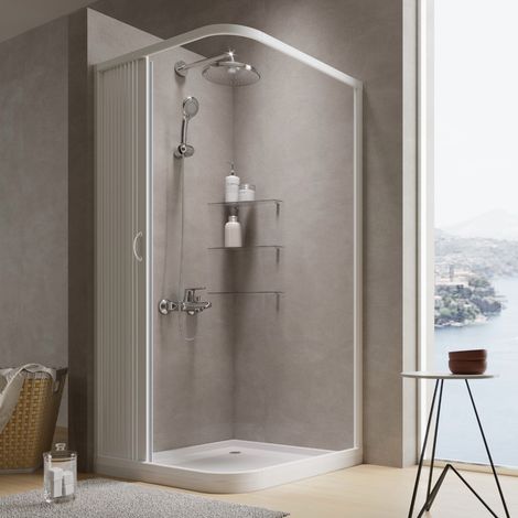 Box cabina doccia a soffietto in pvc cm h 185 con apertura laterale mod. Aster 75x75 cm