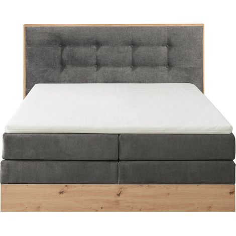 Boxspringbett 180 x 200 cm Hotellbett mit Bettkasten PARIS-09 in stone und Artisaneiche (1/5)