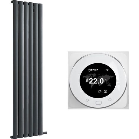 Hudson Reed Vitality Ardus - Radiateur Électrique à Inertie Sèche avec Thermostat Wi-Fi - Anthracite - 178cm x 35.4cm