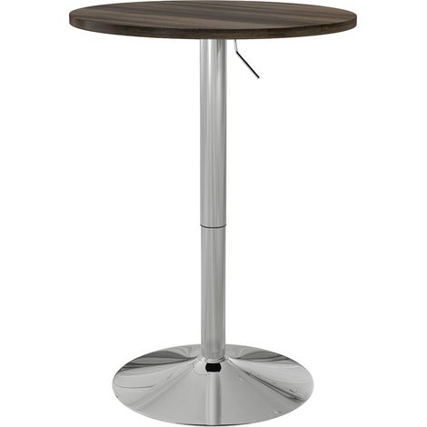 HOMCOM mesa alta cocina, mesa alta bar redonda para 2 personas, altura ajustable 69-91 cm, tablero giratorio, base de acero, 60x60x91 cm, nogal