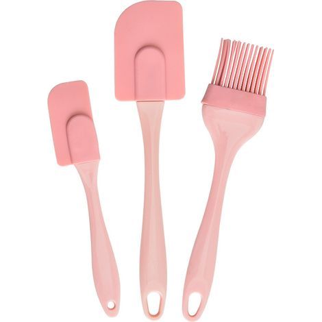 Set de Spatules de Cuisine en Silicone - Espátulas de Silicona Professionnelles, Résistantes à la Chaleur, Ustensiles en Silicone Lot de 3 SET,rose (1/5)