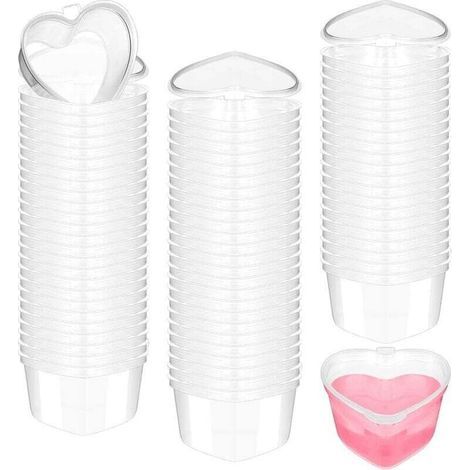 Packung mit 100 herzförmigen Aufbewahrungsdosen zum Valentinstag, 48 ml, aus transparentem Kunststoff, ideal zur Aufbewahrung von Lebensmitteln (1/5)