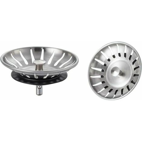 SEPSHA 2 Pièces Bouchon Evier Cuisine INOX - Filtre Evier Universel (Dia: 78MM), Bonde Evier avec 18 Fentes, Grille Evier Antiblocage, Panier pour Evier Vidange Rapide